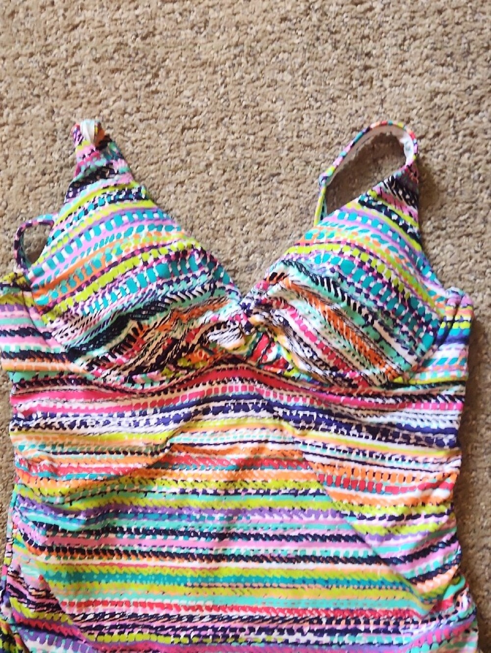 Anne Cole Multicolor Striped Bikini Top with Purple Trim - Picture 5 of 11
